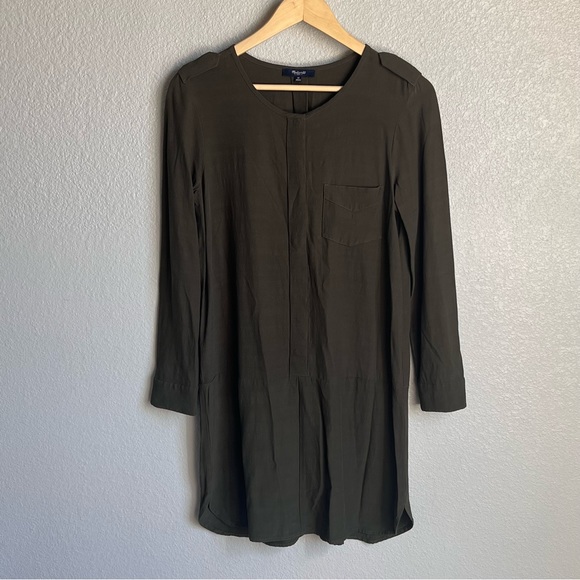 Madewell Army Green Tunic Henley Style Dress Size Medium - Picture 2 of 11
